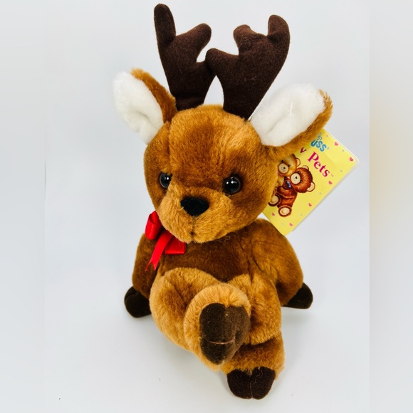 Russ Berrie Luv Pets Randi Reindeer Plush W/Tags 1990s VTG Stuffed Animal Toy 7” - Picture 1 of 10